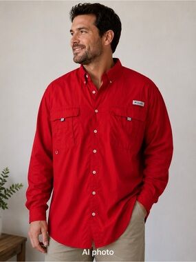 Columbia PFG Bahama Fishing Shirt – 3XL Long Sleeve Red